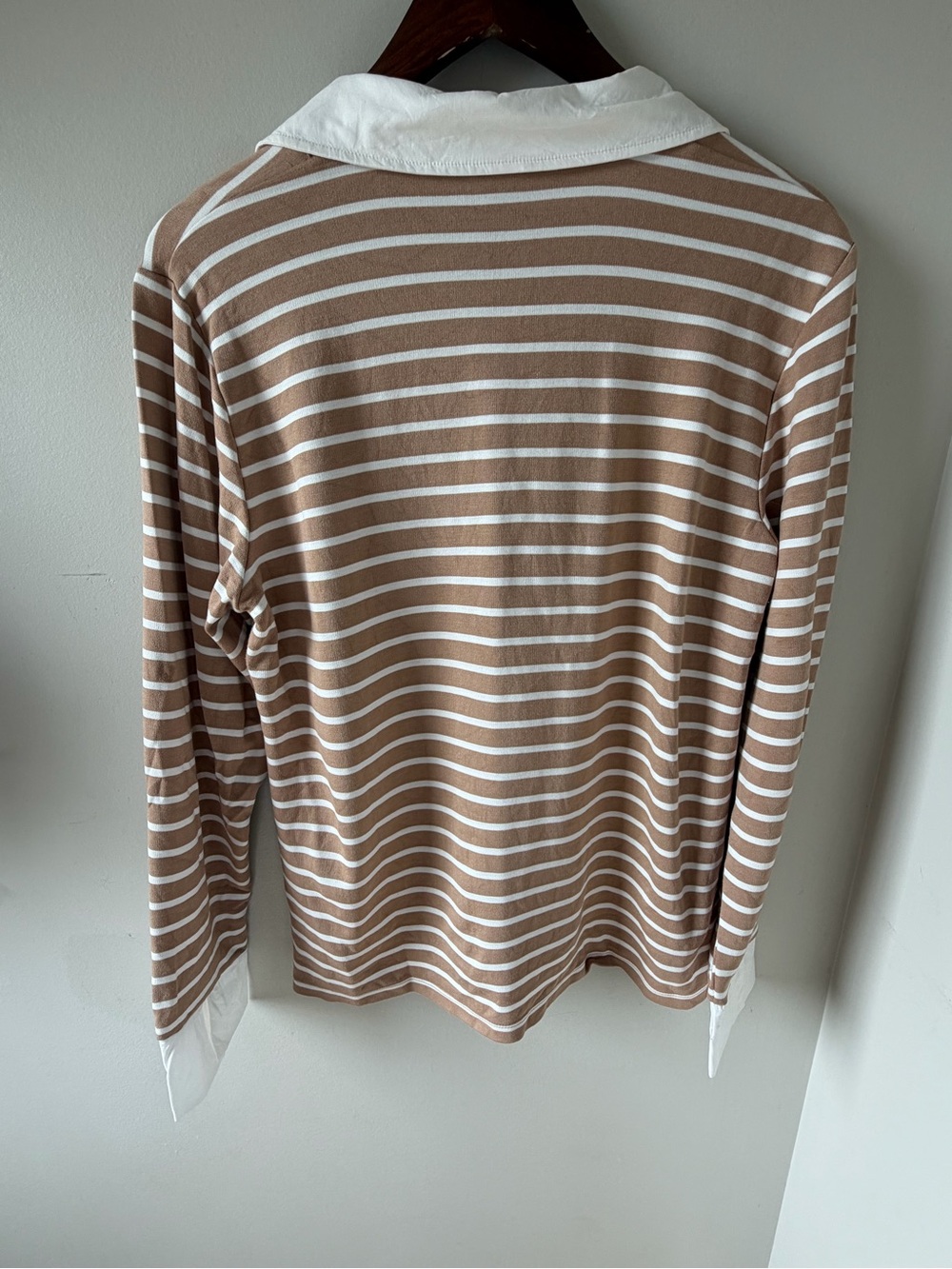 Jones New York Signature Layered Collared Top | Black White | Large - Picture 4 of 6
